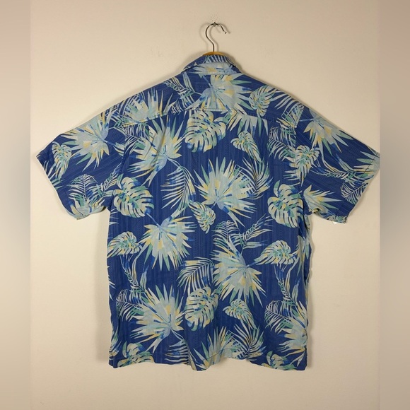 Tommy Bahama Geo Islandzone Hawaiian Shirt Men XL Silk Blend Blue Floral Coolmax - Picture 9 of 9